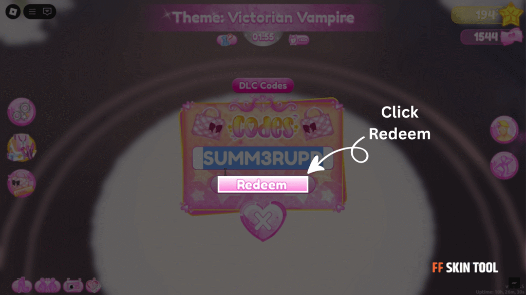 redeem dress to impress code