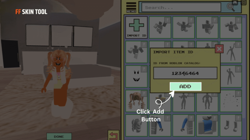 click add button and claim item