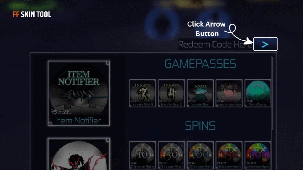 click arrow button and claim your reward