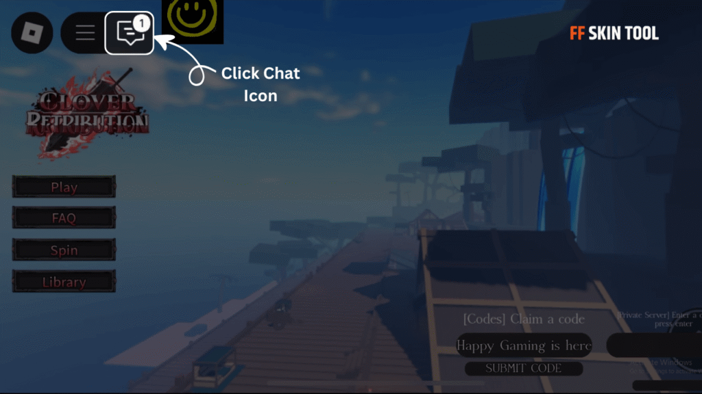 click chat icon and enter clover retribution codes