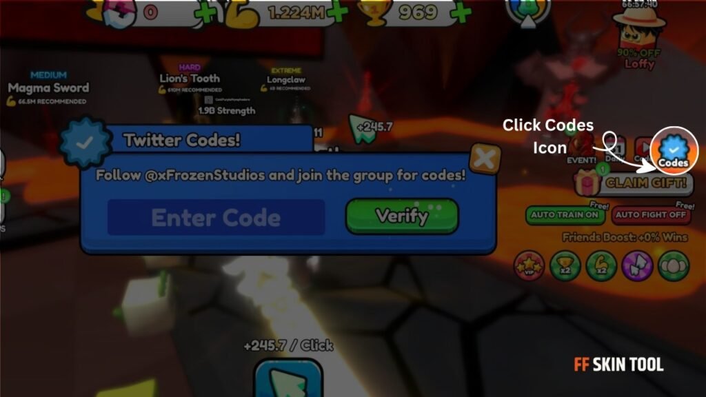 click codes button and enter code