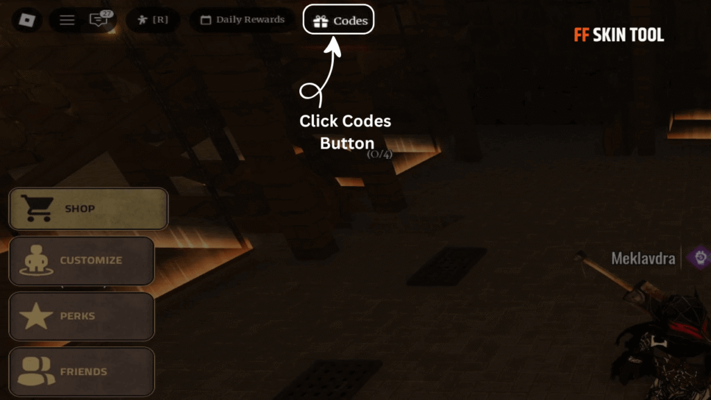 click codes button and enter exiled codes