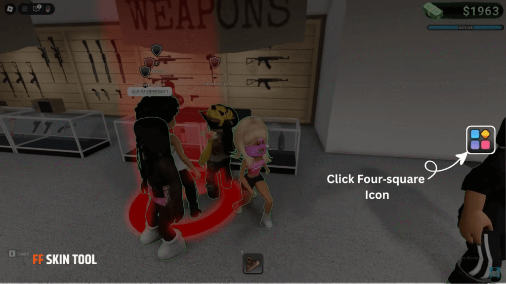click four-square icon and select codes button