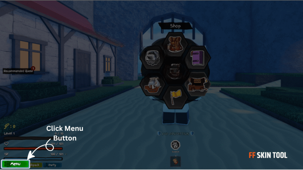 click menu button and select shop icon
