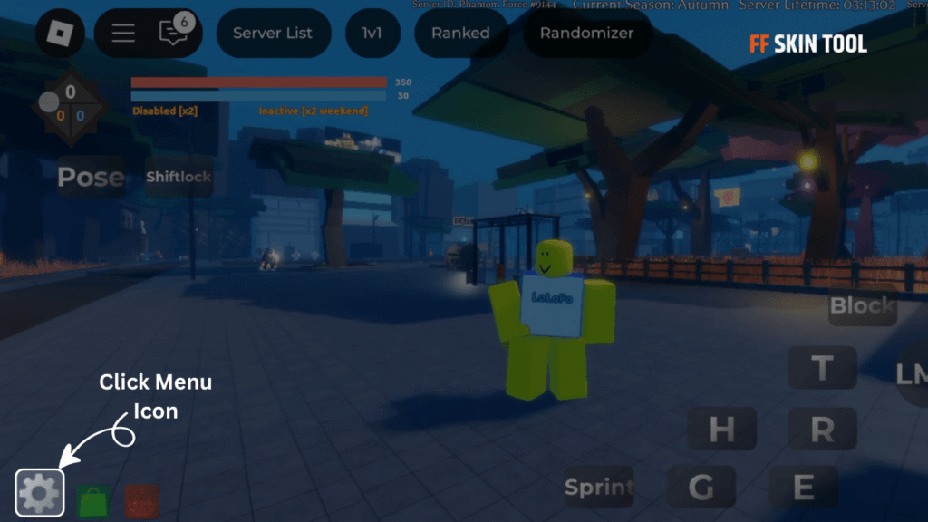 click menu icon and select setting button