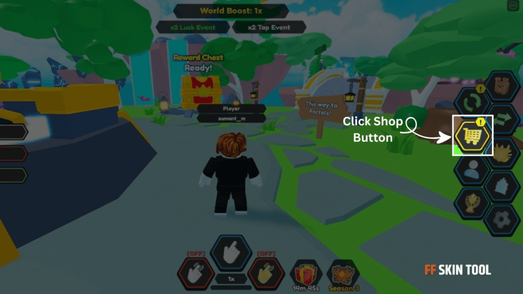 click shop button and enter code