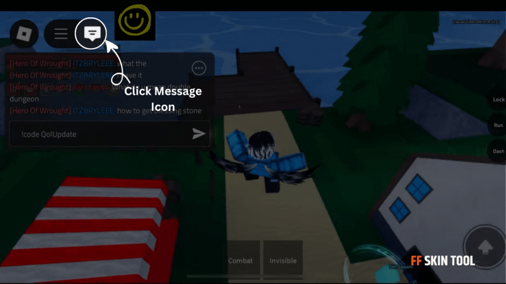 click the message icon and enter verse piece code
