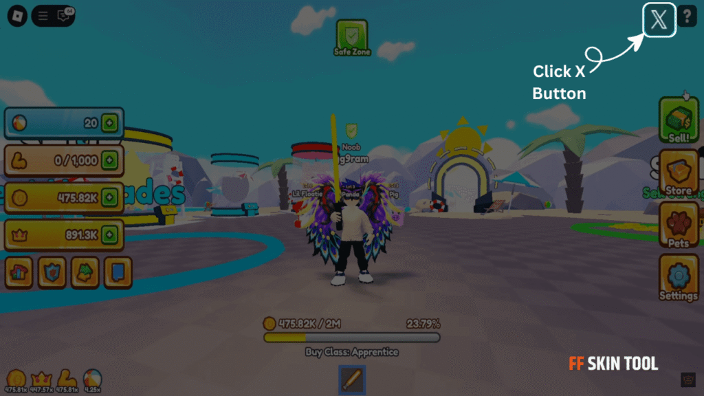 click x button and enter code