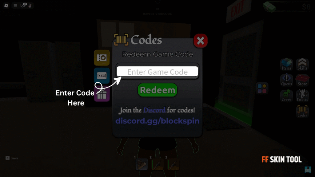 enter blockspin codes