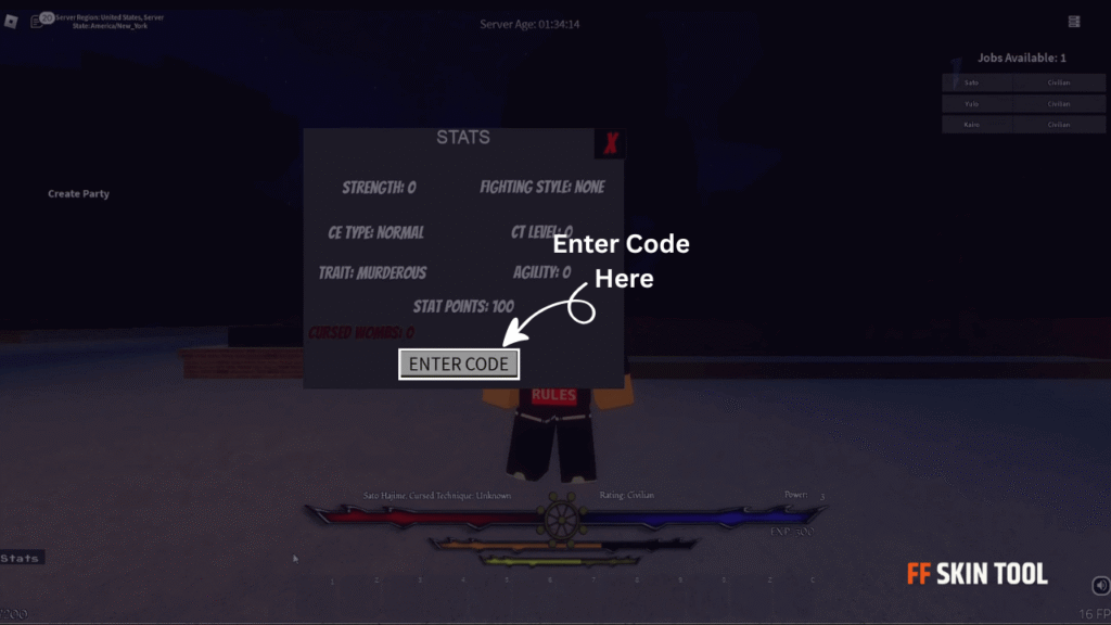 enter jujutsu academy game  code