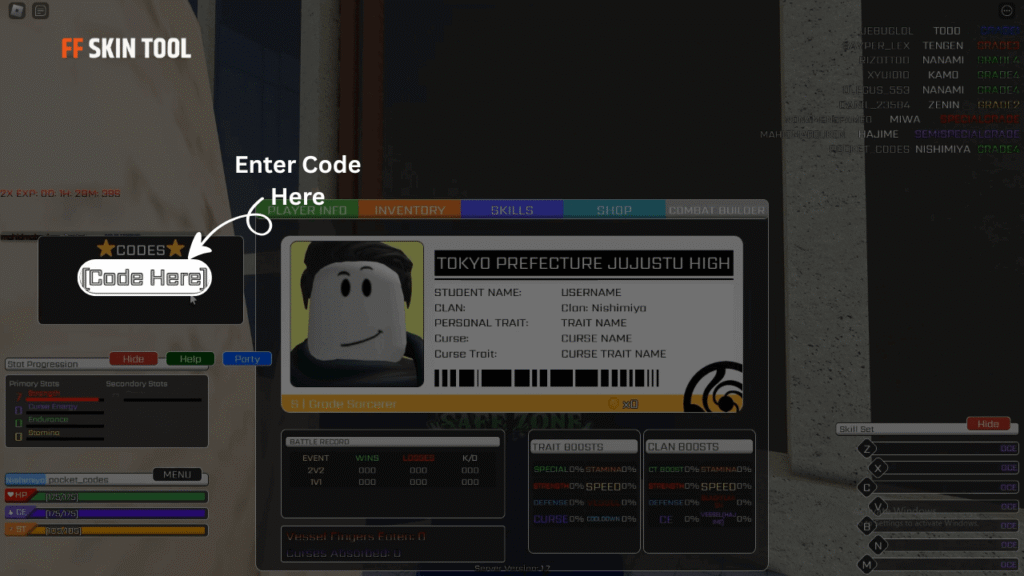 enter jujutsu chronicles codes