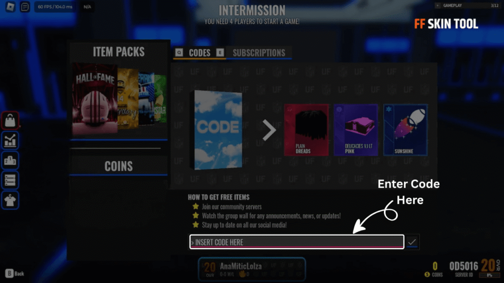 enter nfl universe football codes
