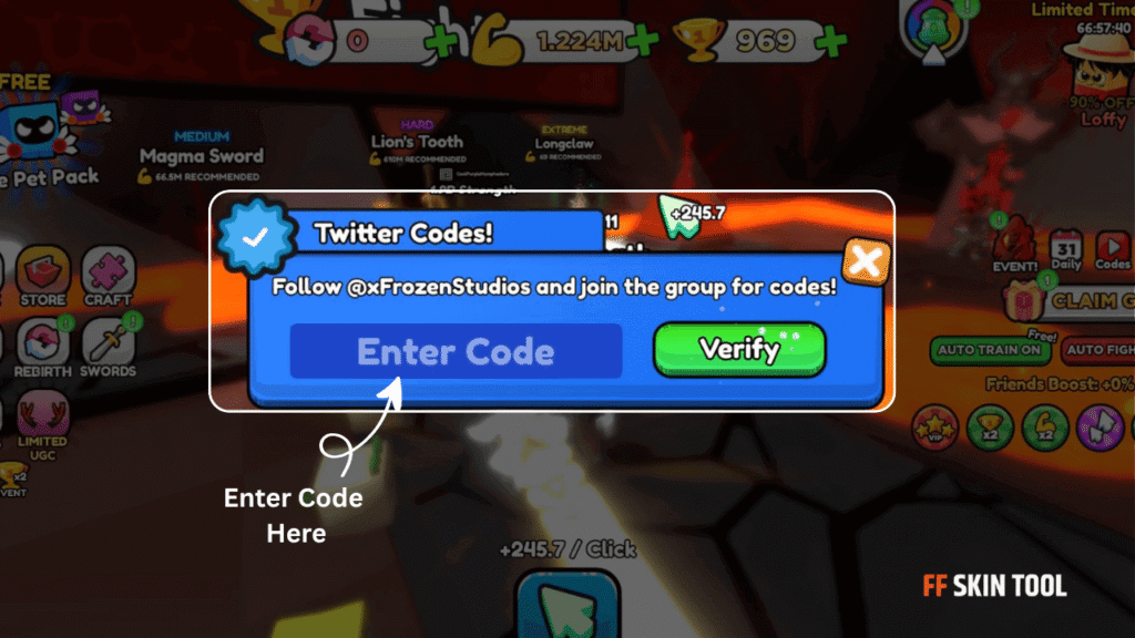 enter pull a sword game code
