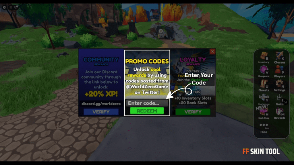 enter world zero game code
