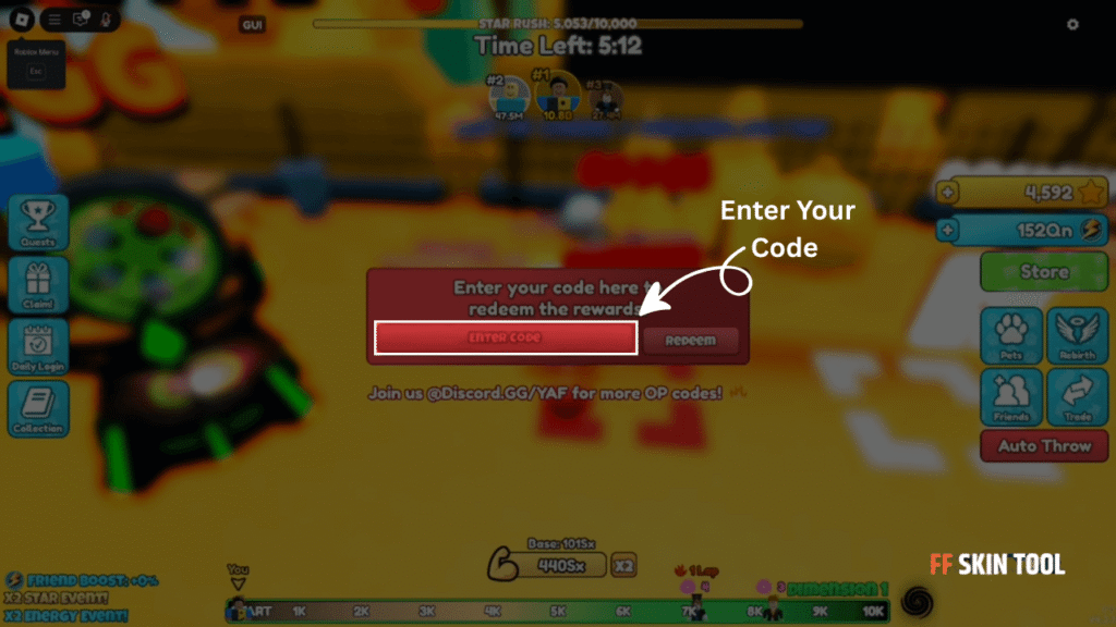 enter your yeet a friend  game code