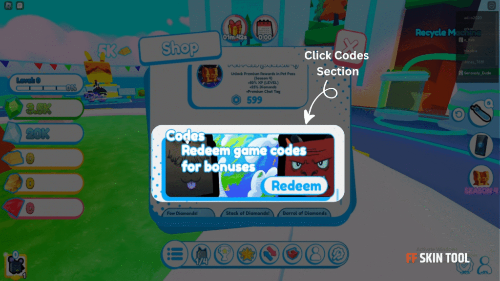 find code section and enter code