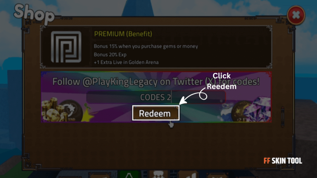 redeem button to claim your reward instantly