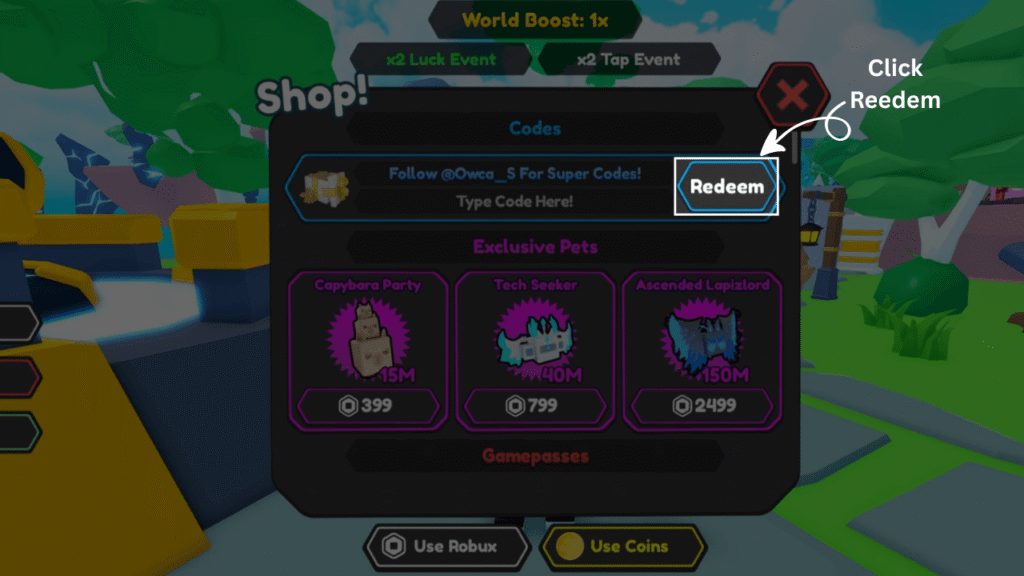 redeem tapping legends x game