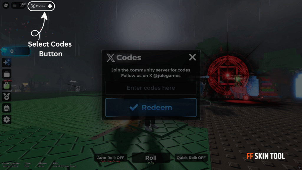 select code button and enter  code