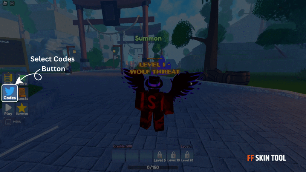 select codes button and enter code