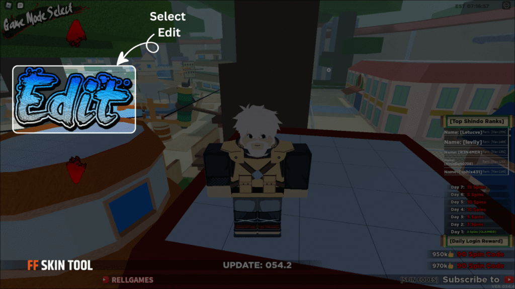 select edit in the main menu