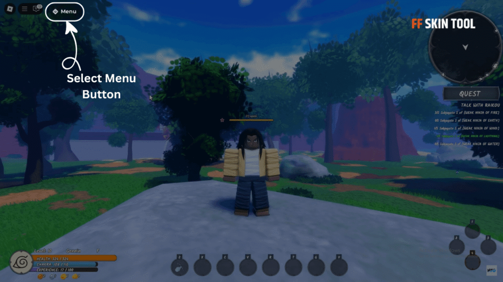 select menu button and click extra menu