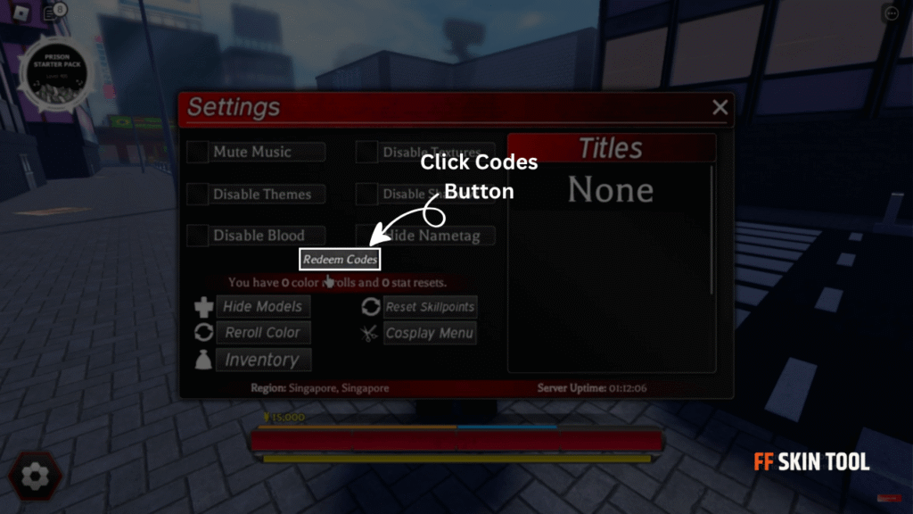 select redeem codes button and enter code