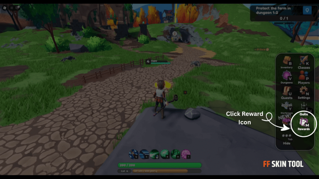 select reward icon and enter the code