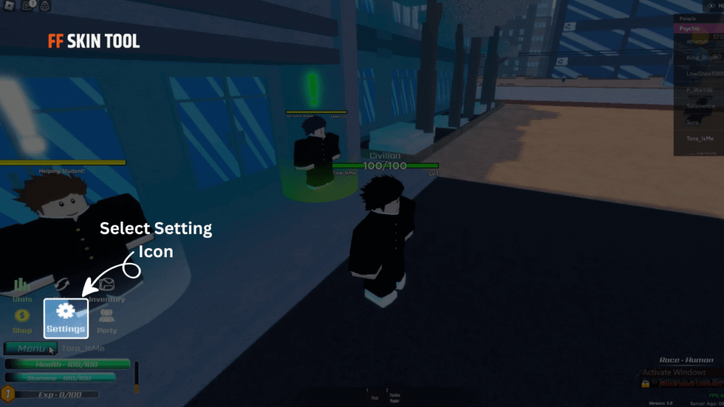 select setting icon and enter shattered psycho online codes