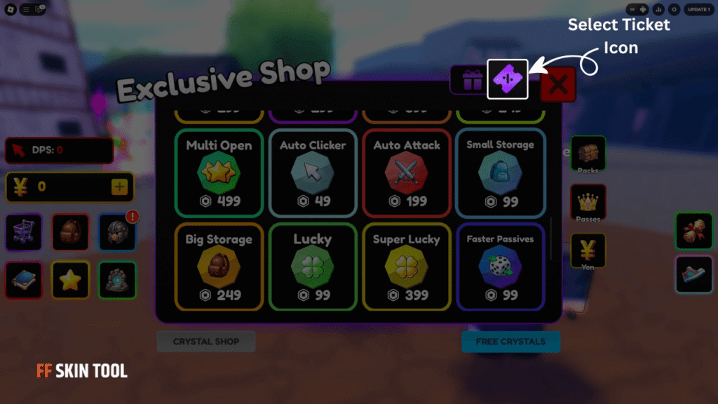 select ticket icon and enter anime kingdom simulator codes